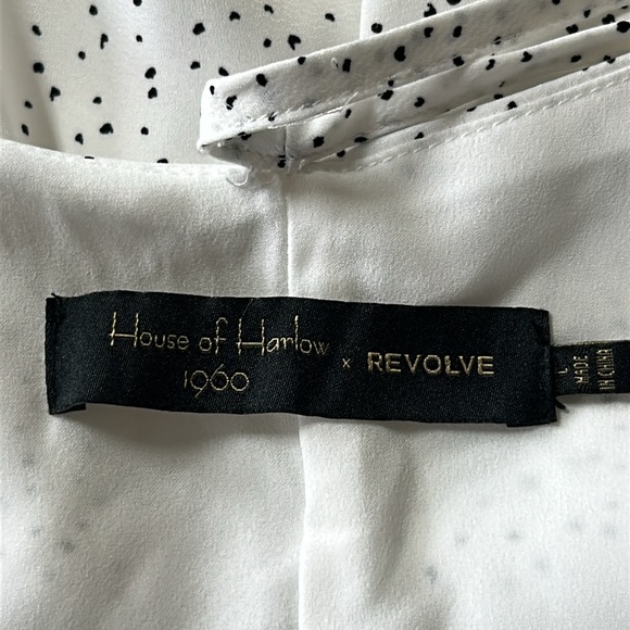 House of Harlow 1960 X Revolve Rosalin White and Black Polka Dot Halter Dress L - Picture 6 of 9